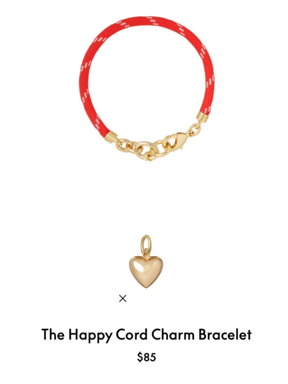 Roxanne Assoulin The Happy Cord Charm Bracelet Red/Gold